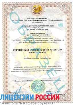 Образец сертификата соответствия аудитора №ST.RU.EXP.00014299-1 Черноголовка Сертификат ISO 14001